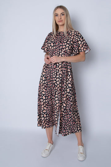 Short Sleeve Animal Print Dress